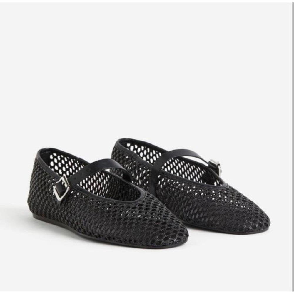 H&M Braided Ballet Flats Black Women Shoes US 9 EUR 40 Designer Brand New